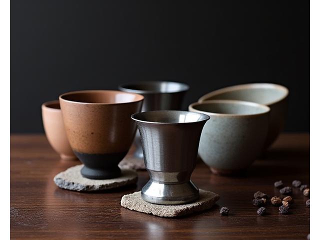 金属製の酒器と伝統的な盃